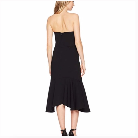 NWT - HALSTON Black Strapless Crepe Midi Flounce Dress - 0 - Picture 15 of 15